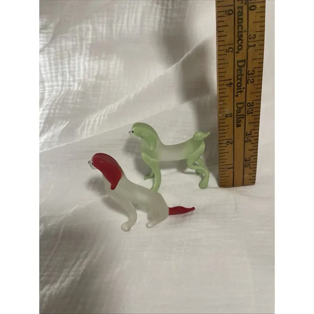 Italy Murano Style Blown Glass Spaniels, Dog Figurines- VINTAGE